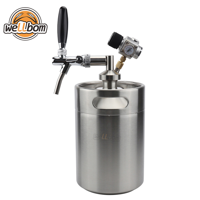 5L Homebrew Keg System Kit for Home Brew Beer with Beer Dispensor Mini CO2 Regulator and 5L Stainless Steel Keg